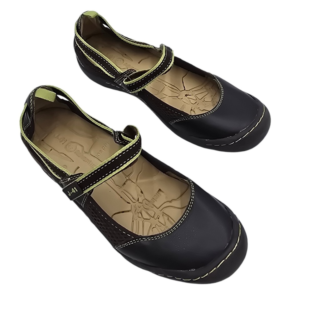 J-41 Venus Mary Jane Shoes Womens 6M Brown Hook‎ & Loop Strap Vegan Comfort GUC